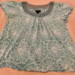 Calvin Klein XL, relaxed fit gauze top with crochet detail neckline. So pretty!